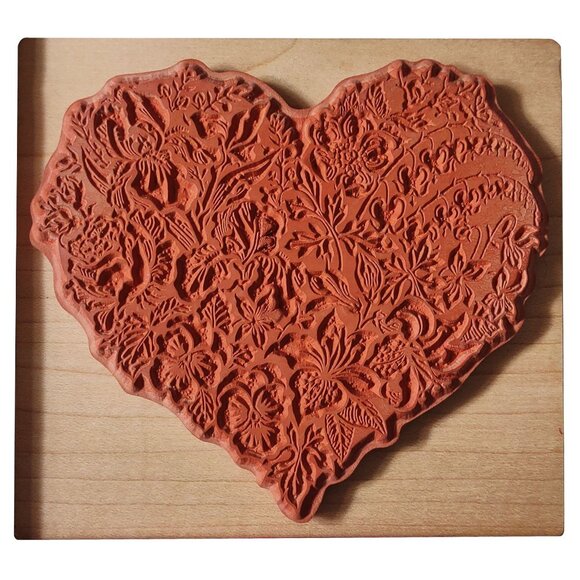 Botanical Heart Floral Wood Rubber Stamp By PSX - Picture 2 of 4